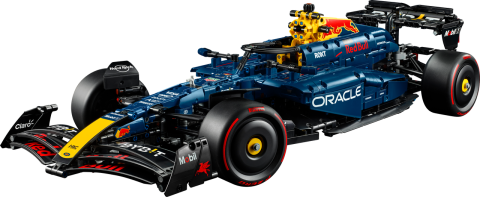 La LEGO® Technic™ Oracle Red Bull Racing RB20 F1® Car sta correndo verso di te